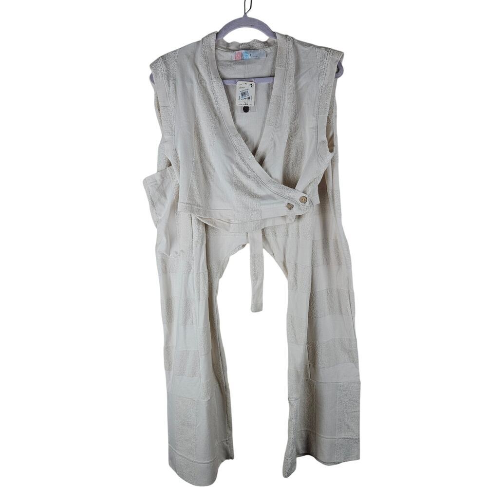 Free People Beach Island Boho Set Crop Top Wrap Terry V Neck And Pants